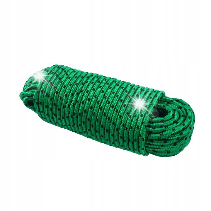Kraft&Dele KD11024 multifunkcionális kötél, 12 mm vastag, polipropilénből, időjárásálló, zöld fekete pontokkal, 50m