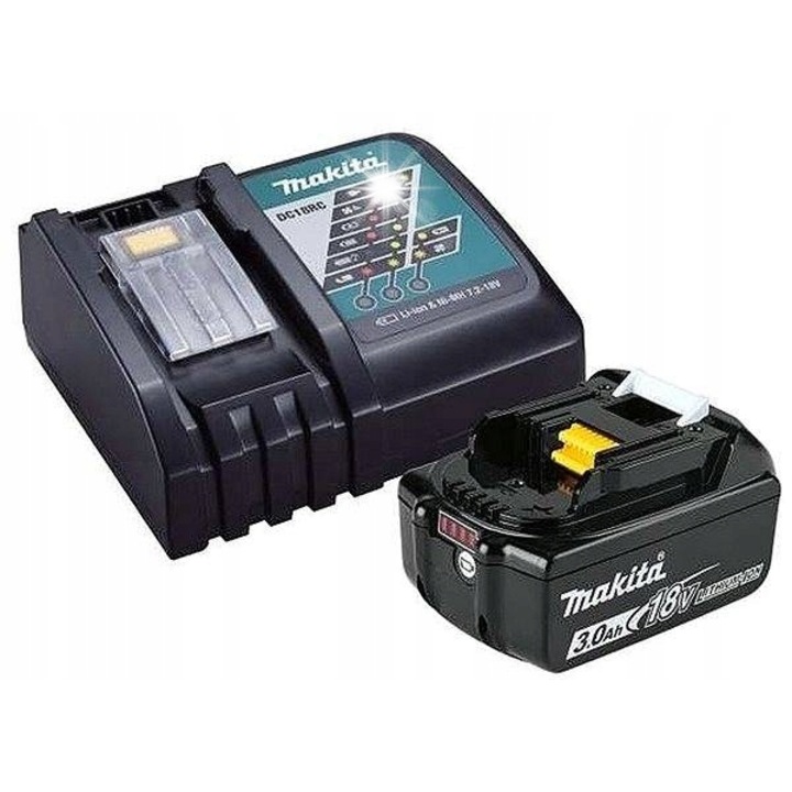 Set alimentare Makita 191A24-4 BL1830B + DC18RC, acumulator Li-ion 18V 3.0Ah, incarcator rapid 9A (incarcare ~22 min), Negru, 1 set