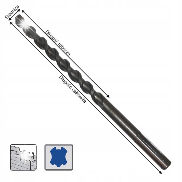 Burghiu SDS-MAX Makita / dalta de gaurit ECONOMY 38x570 mm, pentru beton si zidarie, lungime lucru 450 mm, gri metalic, 1 buc