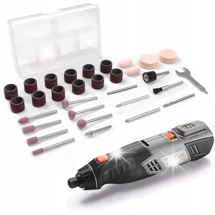 Mini slefuitor precis Tacklife RTH30DC, 4V, 31 accesorii, negru, 19.3x5.2x4cm