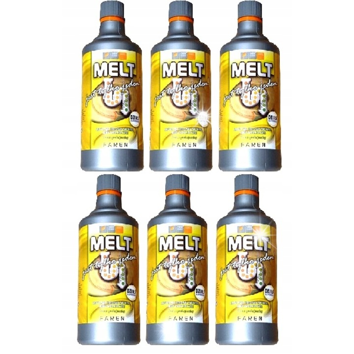 Melt csőtisztító oldat, erős duguláselhárító/feloldó, gyors hatású, nem korrodálja a PVC-t, sárga, 6 x 750ml
