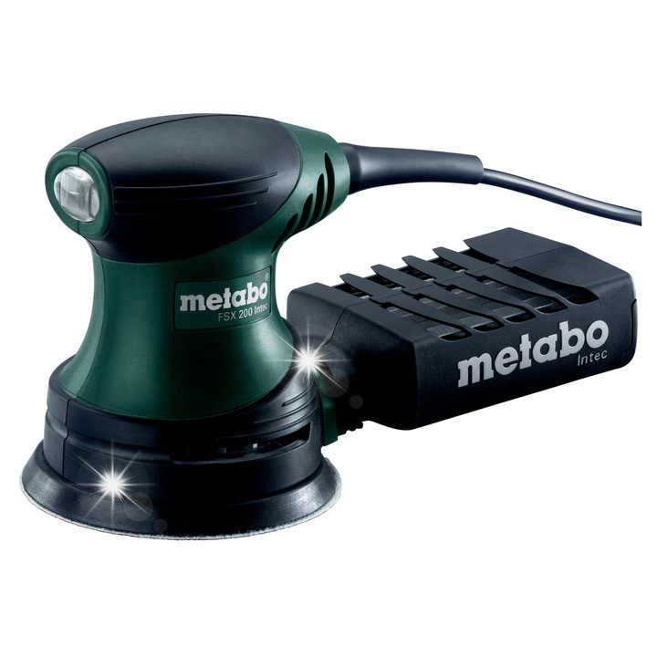 Metabo FSX 200 INTEC excentercsiszoló/polírozó, 240 W, 125 mm tárcsaátmérő, porgyűjtővel és szűrővel, zöld/fekete, 1.3 kg