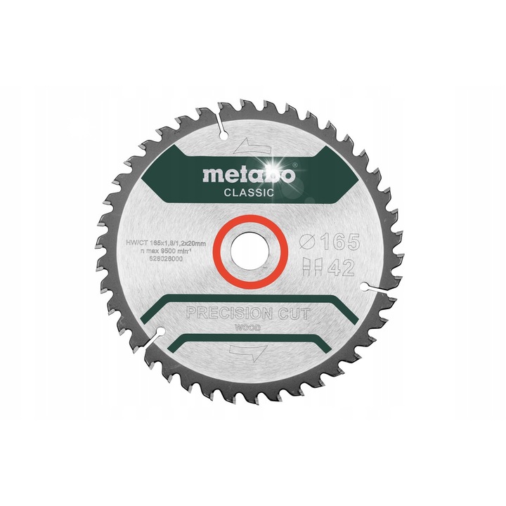 Disc ferastrau Metabo 165x20x1.8mm 42 dinti pentru lemn