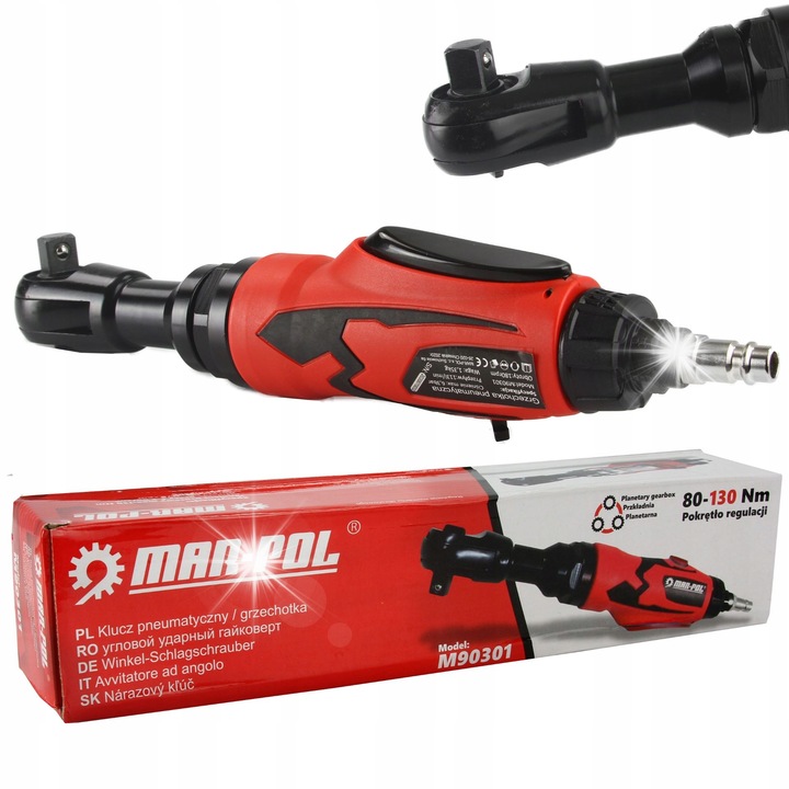 Пневматичен гайковерт Mar-Pol 1/2", 80-130Nm, композитен, 160rpm, 1,35кг