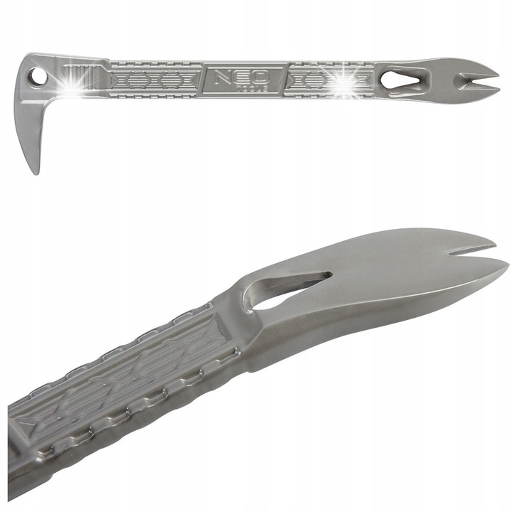 Parghie/levier NEO TOOLS 29-100, multifunctionala cu priza ingusta pentru scoaterea cuielor, muchie taiata oblic, metalic, 250 mm