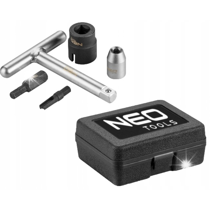 NEO TOOLS 11-384 szerszámkészlet TFSI műanyag olajteknő sapkákhoz, 1.2/1.4/1.8/2.0 motorokhoz, 1/4 és 1/2 hajtásnégyzet, kompatibilis Audi/VW/Skoda/Seat 2013 után, Fekete, 5 darab