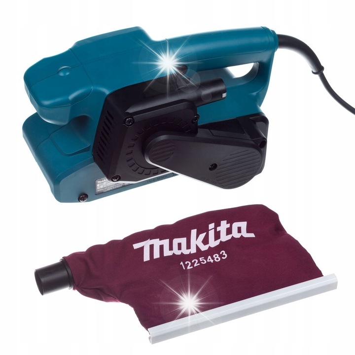 Makita 9911 szalagcsiszoló, 650 W, elektronikus sebességszabályozás 75-270 m/perc, szalagméret 76x457 mm, kék/fekete, 1 db