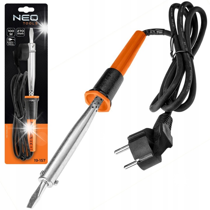 Пистолет за запояване, NEO TOOLS 19-157, 100 W, 270 мм, температура 500°C, оранжев/черен