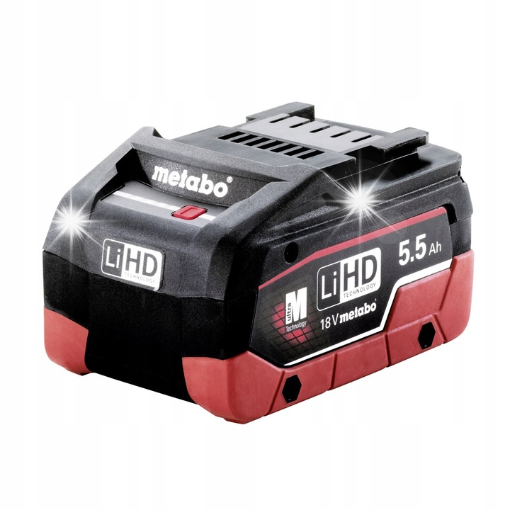 Acumulator Metabo LiHD 18V 5,5Ah (99 Wh) 625368000, tehnologie Air Cooled, indicator nivel incarcare, negru/rosu, 1 buc
