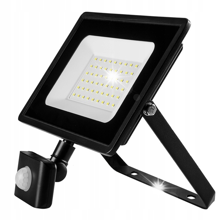 Proiector LED NEO TOOLS 99-050 cu senzor de miscare, 50W, 4000 lm, IP65, corp din aluminiu, 6500K, Negru, 1 buc