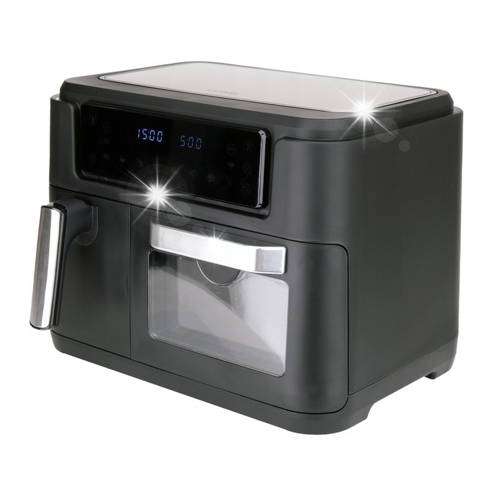 Friteuza fara ulei / Air Fryer Lund AR9GWE67564MK3S doua camere 3,5+7,5 l, 2400 W, panou digital lcd, negru