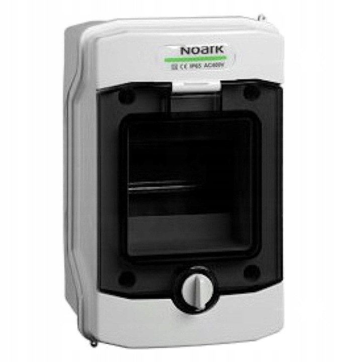 Noark PCV IP65 elektromos elosztó doboz / szekrény, falon kívüli szerelés, átlátszó ajtóval, fehér, 4 modul (1 sor), 201x128x120 mm