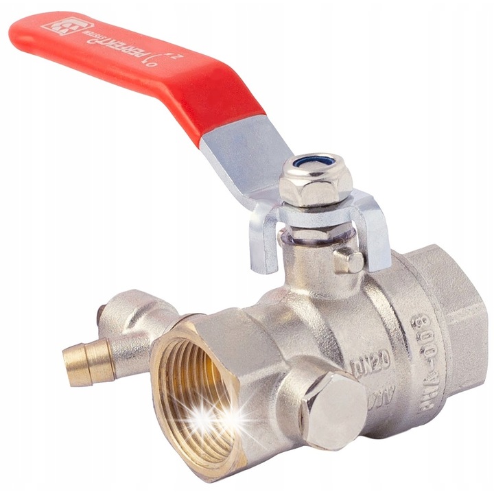 Perfexim golyóscsap DN25 piros 1" leeresztő szeleppel