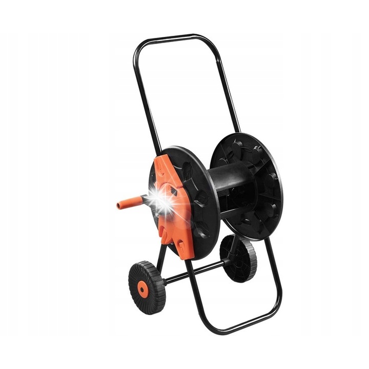 NEO TOOLS 15-793 kerti tömlőkocsi/dob, műanyag (PP/ABS), akár 60 m 1/2'' tömlőhöz, összecsukható fogantyúval és 2 strapabíró kerékkel, fekete/narancssárga