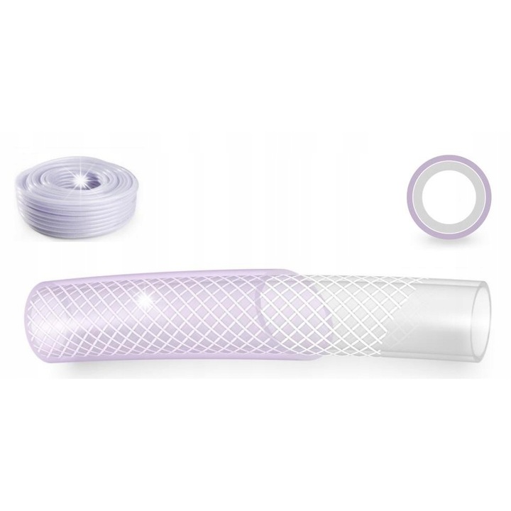 Polix P4509000062524P tömlő/vezeték, általános használatra, rugalmas PVC-ből, textil hálóval erősítve, O 6 mm, 25 m, átlátszó, üzemi nyomás 0.8 MPa, -25°C/+70°C