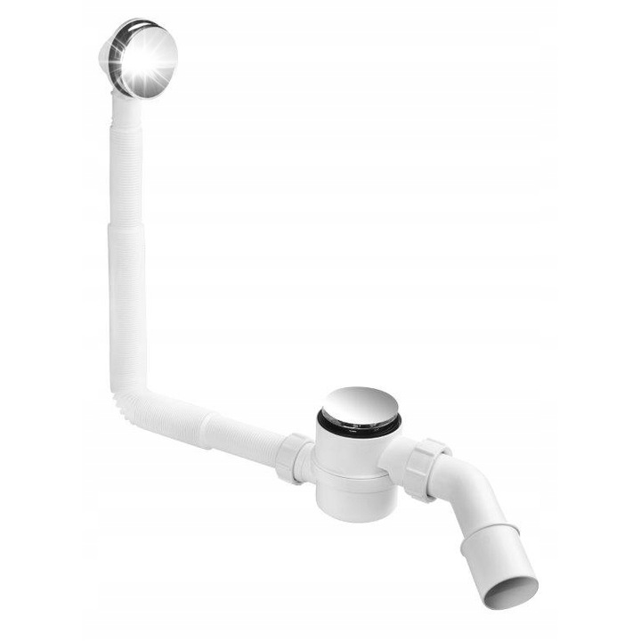 Sifon pentru cada McAlpine click-clack, curatabil din partea superioara, cu preaplin si inchidere click-klack, crom, 1 1/2 x 40/50 mm