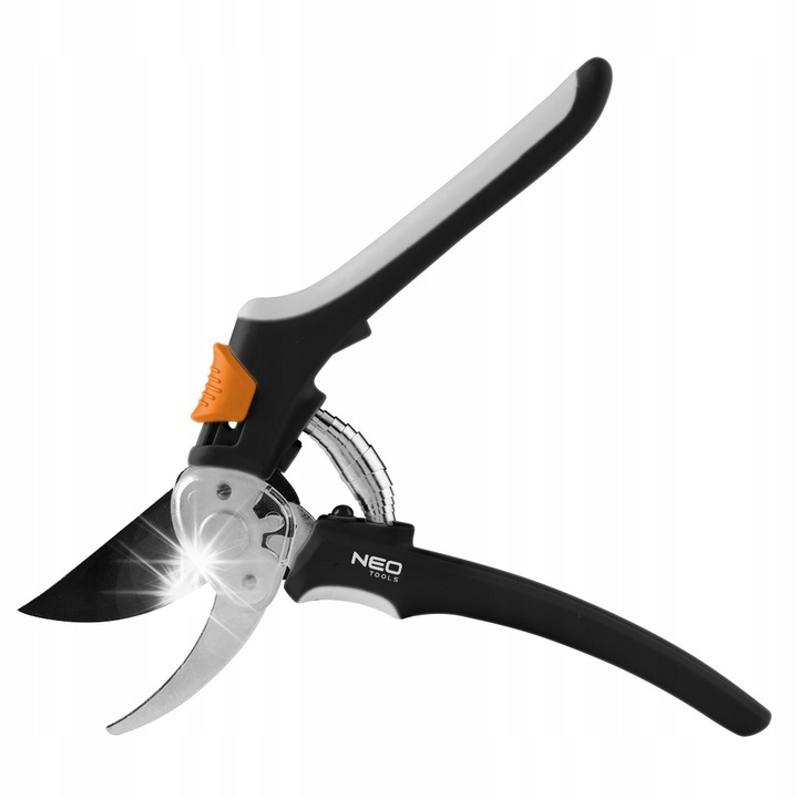 NEO TOOLS ágvágó olló, kerti olló, 15-204, 200 mm, vágási átmérő 18 mm, erőnövelő áttétel, PTFE bevonatú penge, ergonomikus gumírozott markolat, fekete, 1 db