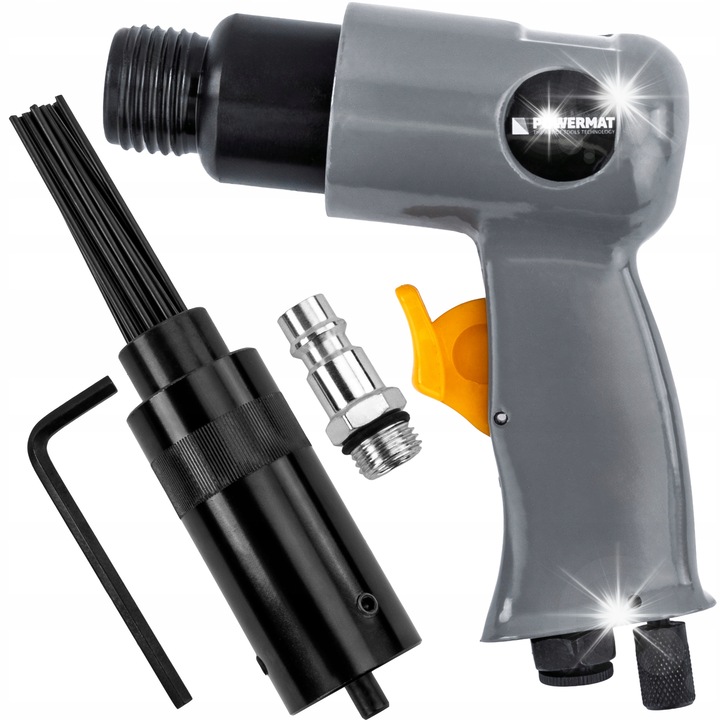 Tűs légkalapács (pisztoly), Powermat PM-PMI-19T, 19 tű, 4500 ütés/perc, szürke, 1 db