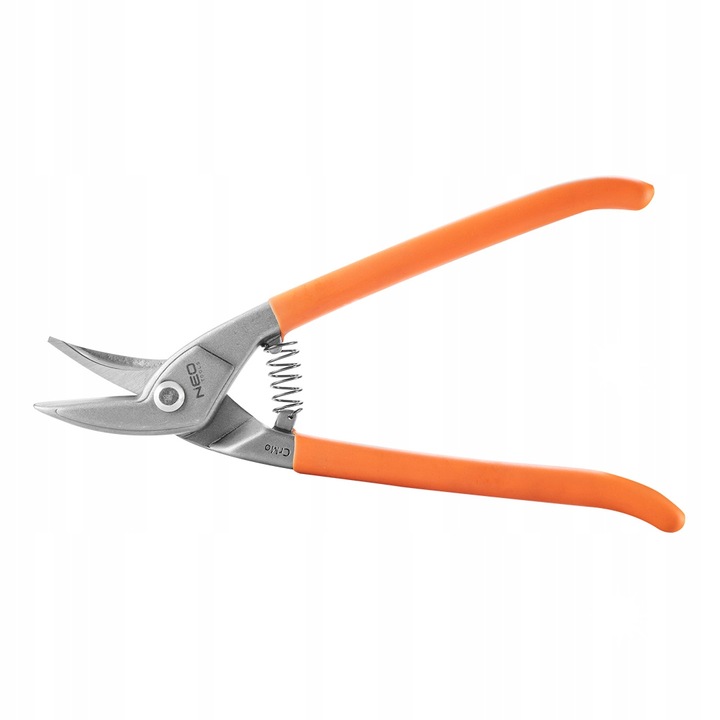 NEO TOOLS 31-082 lemezvágó olló, balos, CrMo acél, 1,5 mm-ig vág, gumírozott nyél, narancssárga, 260 mm