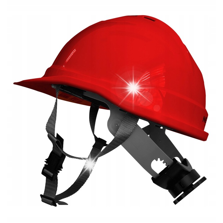 Casca de protectie industriala / casca de lucru NEO TOOLS 97-224, cu ham 6-puncte si curea barbie 4-puncte, reglaj circumferinta 52-64 cm, ABS, Rosu, 1 buc