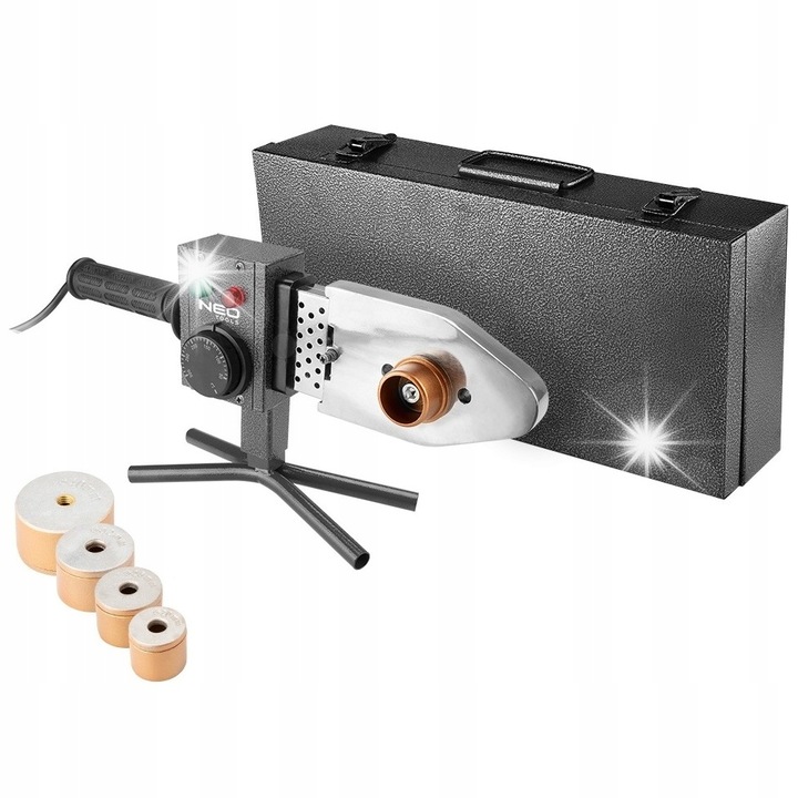 NEO TOOLS 02-400 csőhegesztő készülék, 800 W, 4 matrica 20/25/32/40 mm, PTFE bevonat, akár 300°C, fekete, 1 db