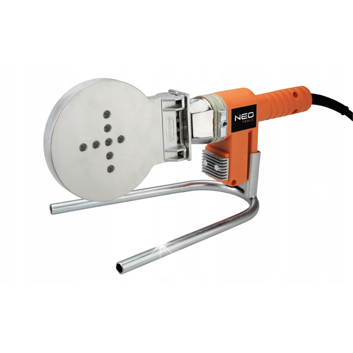 NEO TOOLS 21-002 műanyagcső hegesztőgép, 1200 W, 260°C hőmérséklet, 110 mm átmérőig, narancssárga, 1 db