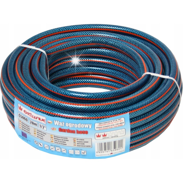 Градински маркуч Richmann 1/2", 30м, комплект за пръскане от 4 части, UV устойчива количка, 72см