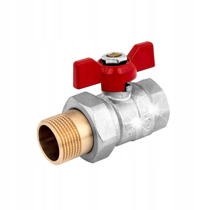 Perfexim PHA-005 PN30 golyóscsap, CW617N sárgarézből, önzáró anyával és piros PVC bevonatú karral, gw/gz 1'' ISO 228 menet, Piros, 1'' (DN25)