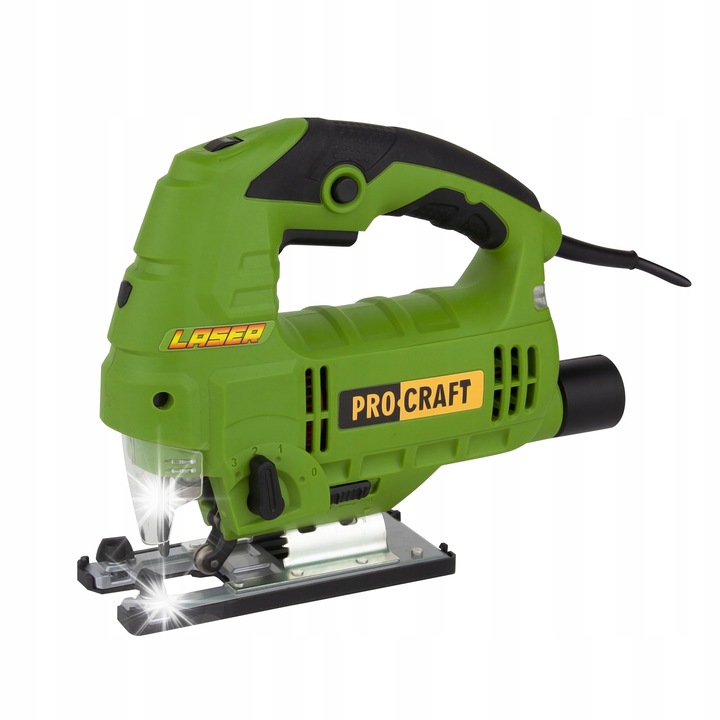 Fierastrau pendular jigsaw Procraft ST1300, 800 W, prindere rapida T, laser si iluminare LED, adaptor pentru aspirator, adancime taiere 110 mm, verde, 1 buc