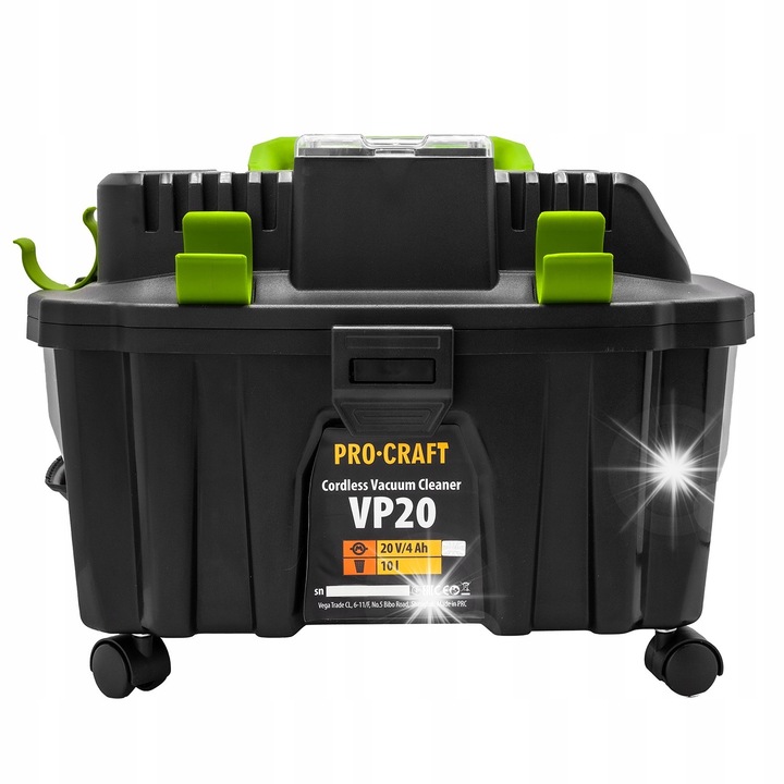Procraft VP20 ipari porszívó, 20V, 10L, kompakt, hordozható