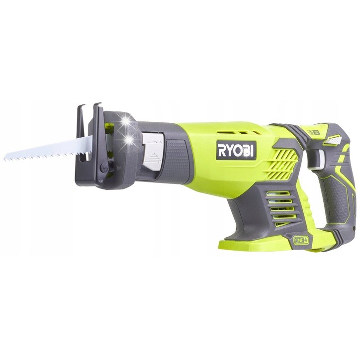 Fierastrau sabie Ryobi RRS1801M, 18V compatibil ONE+, schimbare lama fara scule, anti-vibratii, reglaj viteza si frana, Verde, set cu 10 panze
