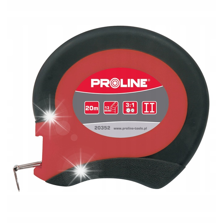 Метална ролетка Proline 30м x 13мм, противоплъзгащ корпус, найлон, двойна скала