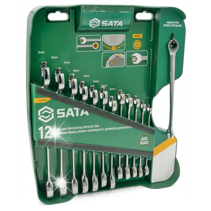 Set 13 chei combinate cu clichet SATA dublu 8-19mm, 10mm XL X-BEAM