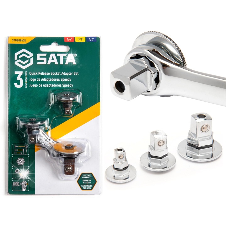 Set adaptoare SATA 1/4x10mm 3/8x13mm 1/2x19mm otel CR-V