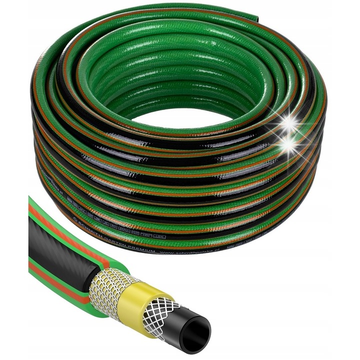 Furtun gradina Schmith 1/2", 50m, 5 straturi, set pulverizator albastru