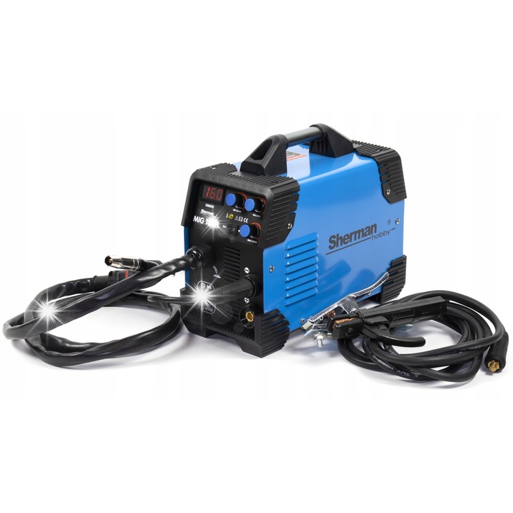 Sherman MIG 180FL hegesztőgép, MIG/MAG, MMA és FLUX, IGBT inverter, 230V 180A, 60% munkaciklus, Kék, 1 db