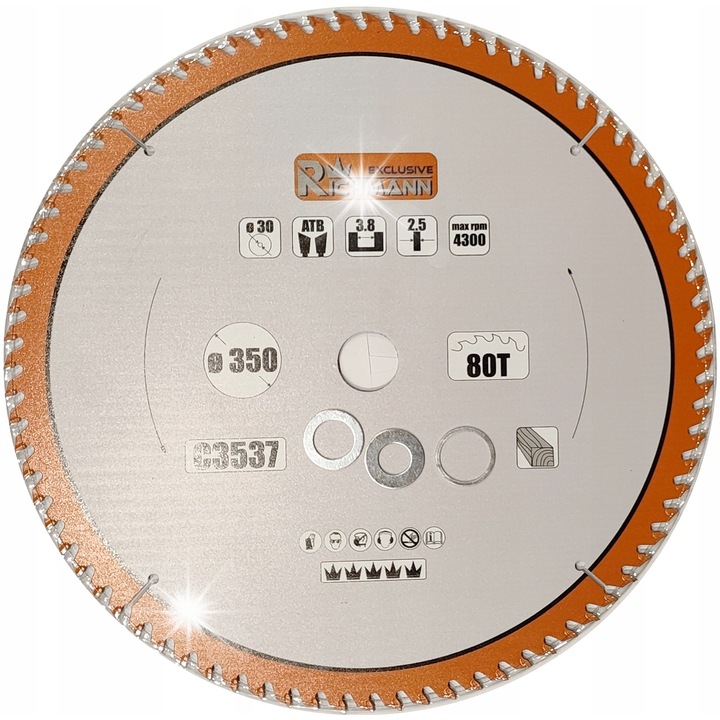 Panza circulara Richmann 350x30mm 80 dinti, taiere precisa, otel mangan