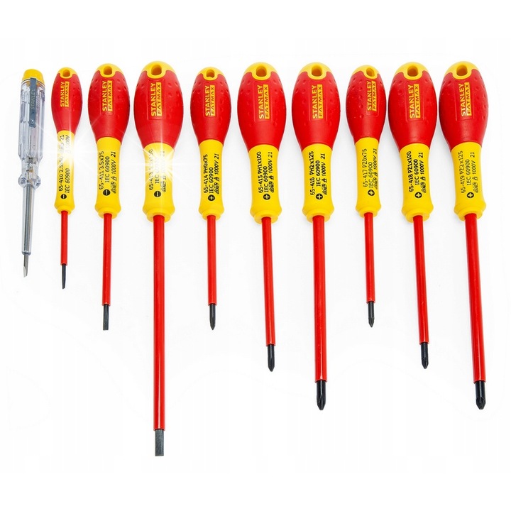 Комплект 10 изолирани отвертки Stanley многоцветни 2.5x50-5.5x150mm