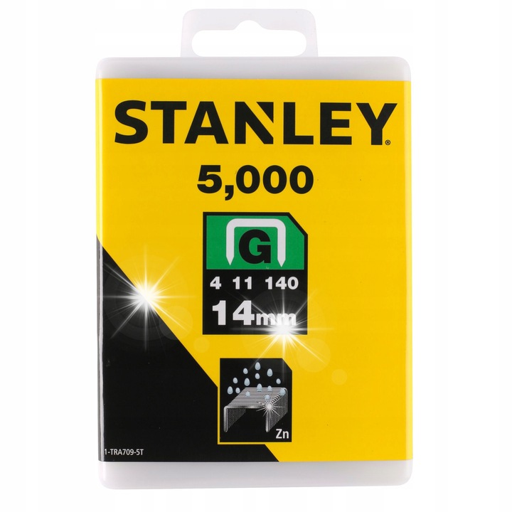 Капси/скоби Stanley 1-TRA709-5T тип G, 14 мм (9/16), поцинкована стомана, устойчиви на ръжда, поцинковани, 5000 бр