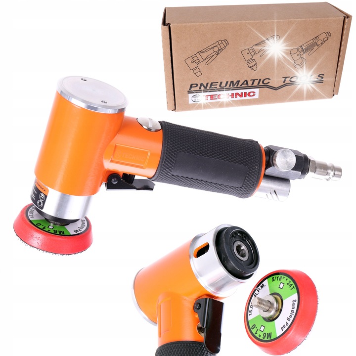Pneumatikus sarokcsiszoló, TC Technic PT942, 50 mm-es tárcsa, 15.000 ford./perc sebesség, narancssárga/fekete
