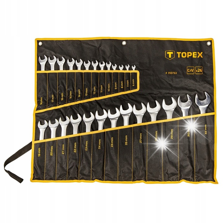 Topex kombinált kulcskészlet 6-32mm 26 darab CrV acél 37x12x12cm
