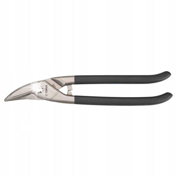 TOPEX 01A441 lemezvágó olló/lemezvágó, 260 mm, szerszámacélból (DIN 6438), gumírozott nyél, lemezhez, egyenes vágás, max. 1.2 mm vastagság, fekete/fém