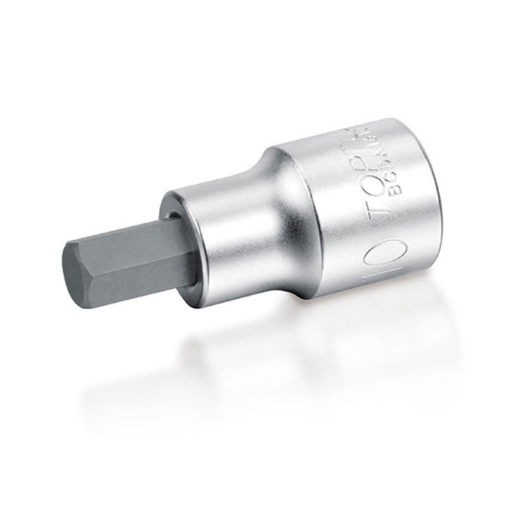 Nasada cu bit hex Toptul BCDA1612, cr-v, profil 1/2\", 12 mm, 55 mm, argintiu