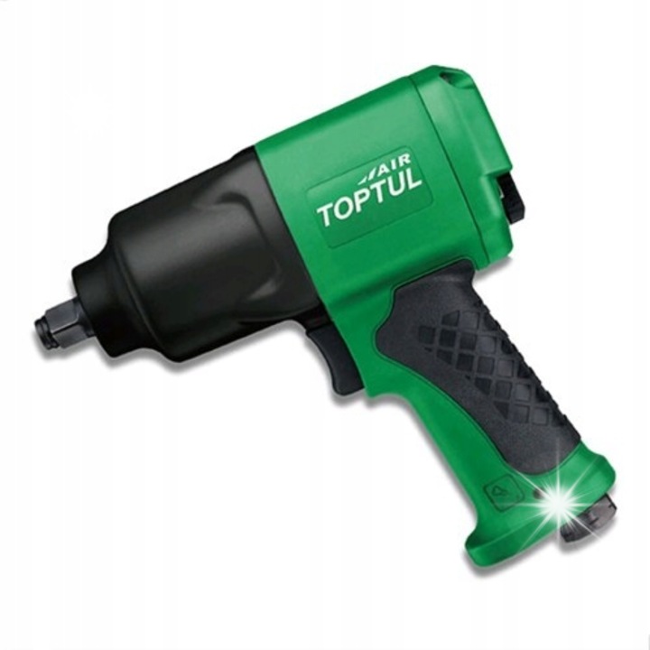 Cheie pneumatica/cheie cu impact Toptul KAAC1610 1/2" 1356 Nm, 9500 rpm, twin hammer, corp compozit, verde, 190 mm