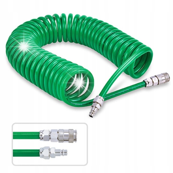 Furtun spiralat poliuretan Toptul 8x12mm 15m verde