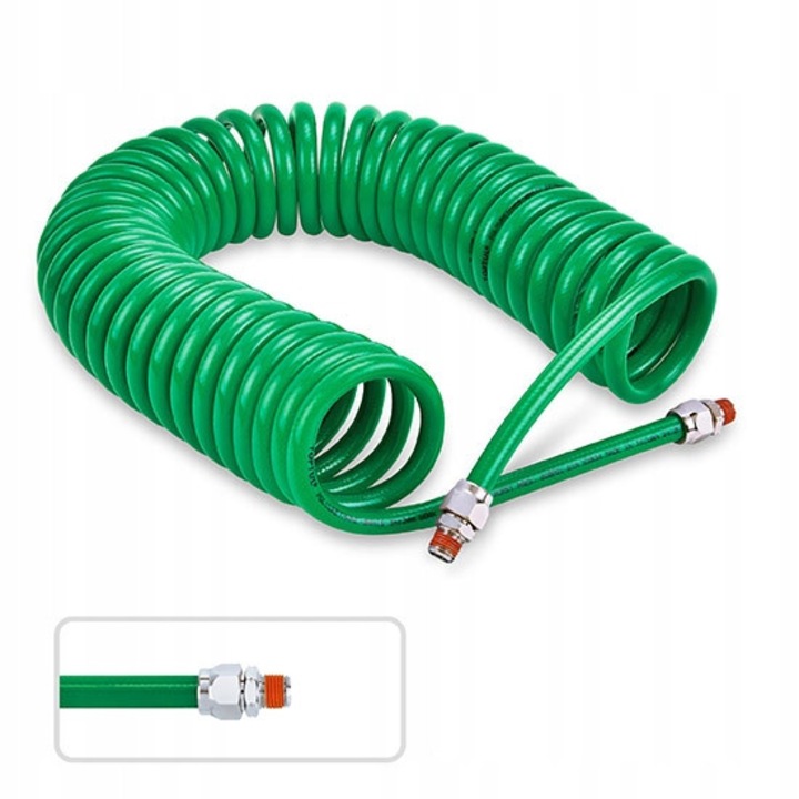 Furtun spiralat poliuretan Toptul 8x12mm verde 15m
