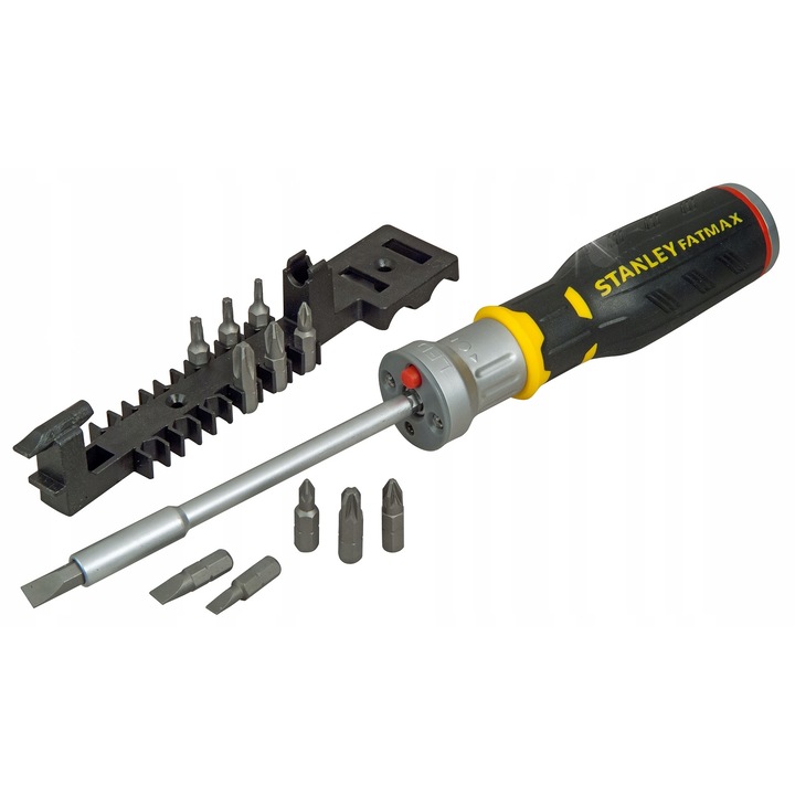 Отвертка с тресчотка Stanley Fatmax Multi-Bit LED, 13 части, черно-сива