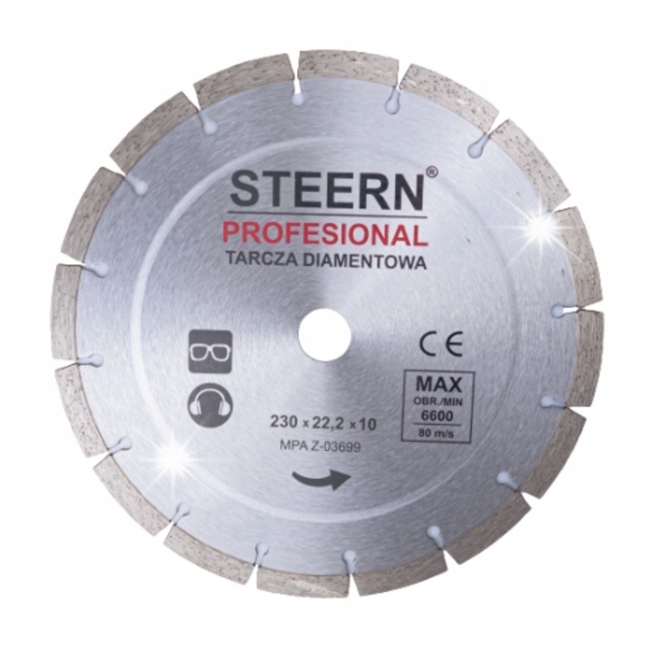 Steern gyémánttárcsa 230x22.2mm szegmens 10mm betonhoz