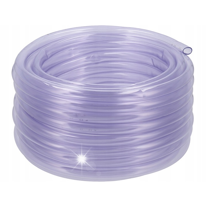 Vorel 81446 technikai tömlő, egyrétegű PVC, átlátszó, UV- és oldószerálló, O19 mm, 25 m