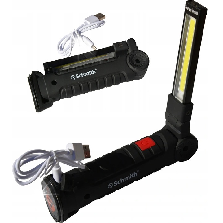 Schmith műhelylámpa 3W LED, mágneses, forgatható, 200lm, akkumulátoros, fekete